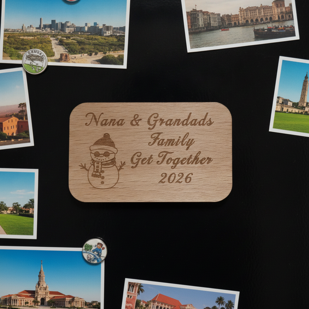 Personalised Steamed Beech Wood Christmas Fridge Magnet | Custom Holiday Gift Credit Card Size