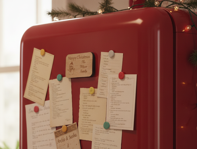 Personalised Steamed Beech Wood Christmas Fridge Magnet | Custom Holiday Gift Credit Card Size