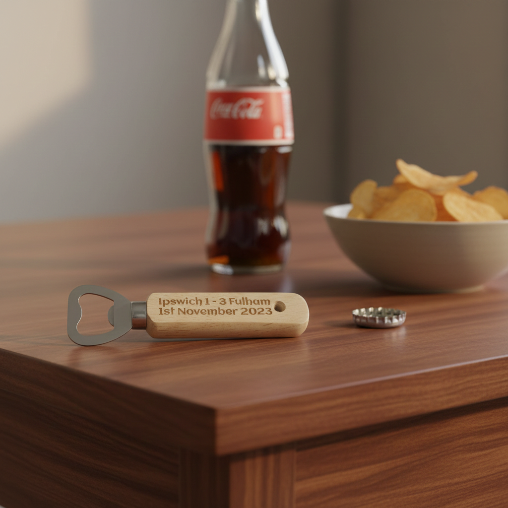 Personalised Wood Handle Bottler Openers. Any font and Text. Total Length: 14cm.