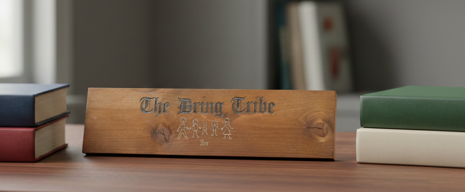 Personalised Wood, Family Plaque. Hand Painted. 380mm x 100mm x 17mm.
