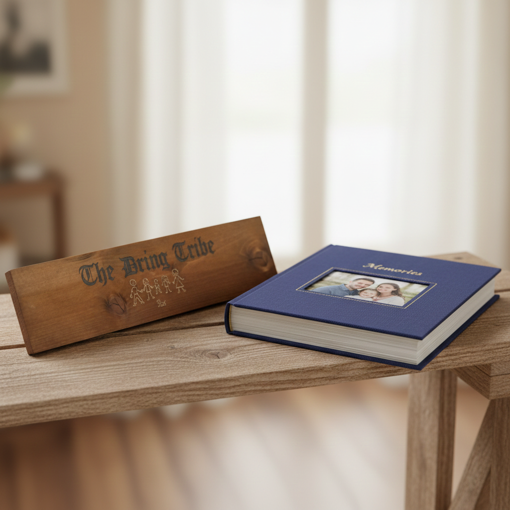 Personalised Wood, Family Plaque. Hand Painted. 380mm x 100mm x 17mm.