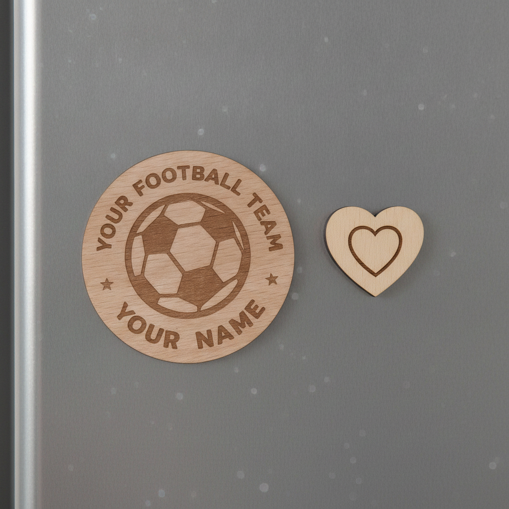 Personalised Wooden Football Team Fridge Magnet | Custom Soccer Name Gift (70mm diameter)