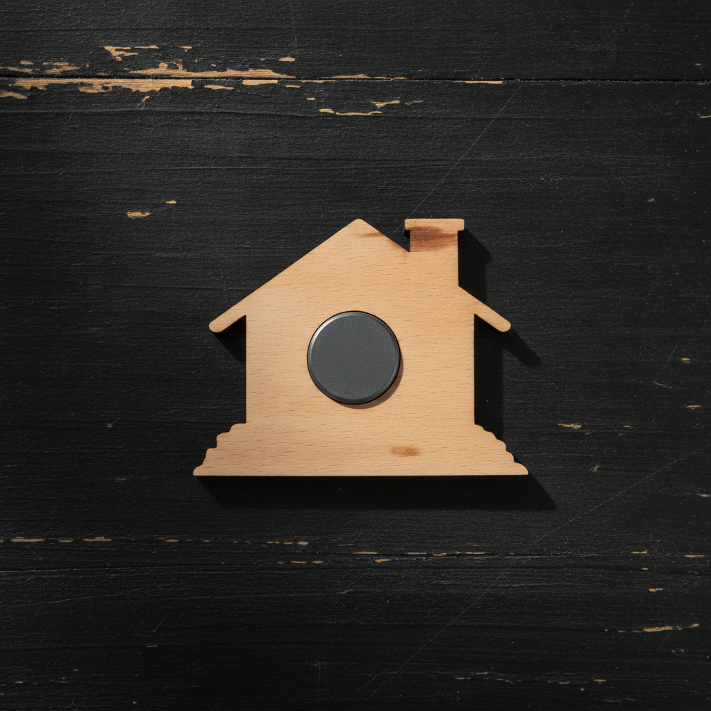 Personalised Wooden House Fridge Magnet - Steamed Beech Wood Custom Family Gift (70mm x 70mm)