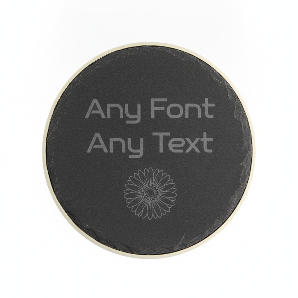 Personalized Slate Fridge Magnet - Round 75mm (Custom Text & Fonts)