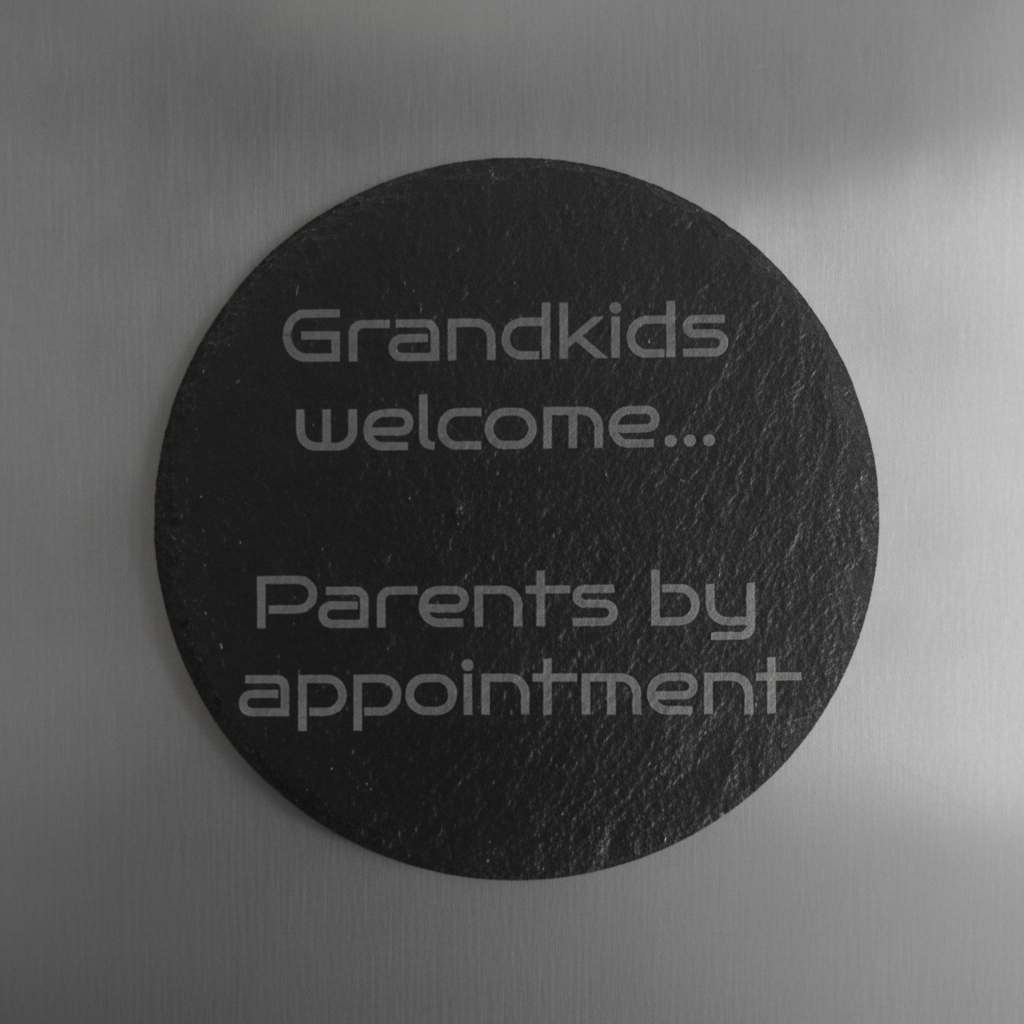 Personalized Slate Fridge Magnet - Round 75mm (Custom Text & Fonts)