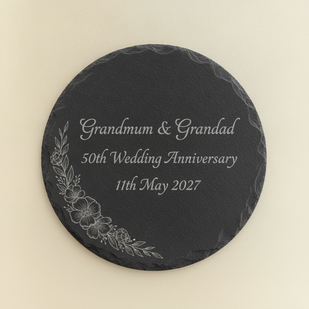 Personalized Slate Fridge Magnet - Round 75mm (Custom Text & Fonts)
