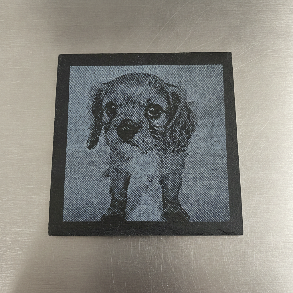 Personalized Slate Photo Fridge Magnet | Custom Laser Engraved Gift 75mm