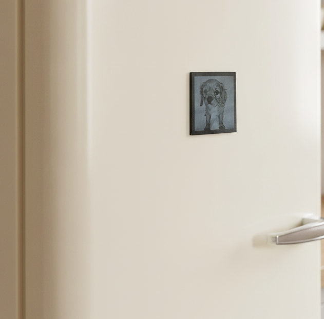 Personalized Slate Photo Fridge Magnet | Custom Laser Engraved Gift 75mm