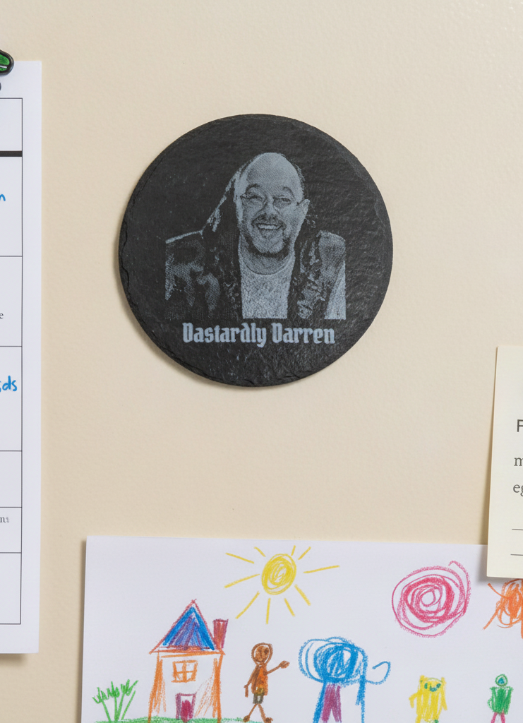 Personalized Slate Photo Fridge Magnet | Custom Laser Engraved Gift 75mm