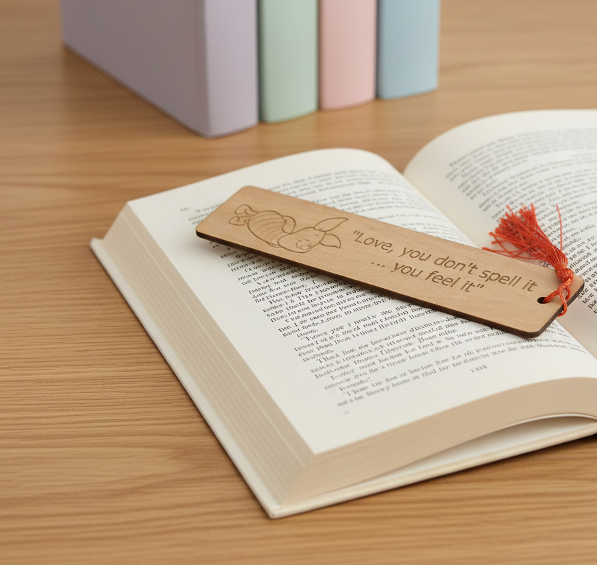 Piglet & Winnie-The-Pooh, Bookmark Combo. Steamed beech Bookmarks, with tassel.