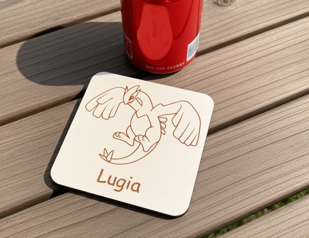 Pokémon Drink Coasters Collection. Set of 6 Wood Engraved Drink Coasters. White Collection.