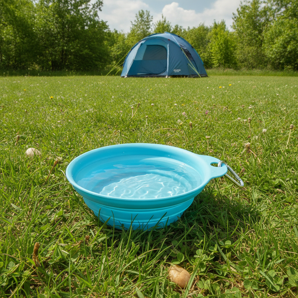Portable Dog Water Bowl Collapsible 400ml Pet Walking Feeding Dish Clip Carabiner.