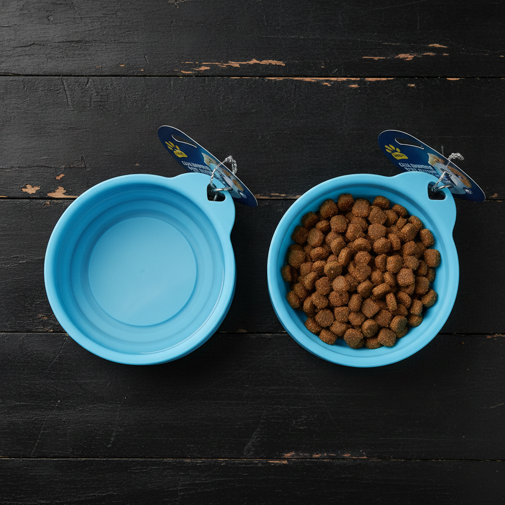 Portable Dog Water Bowl Collapsible 400ml Pet Walking Feeding Dish Clip Carabiner.