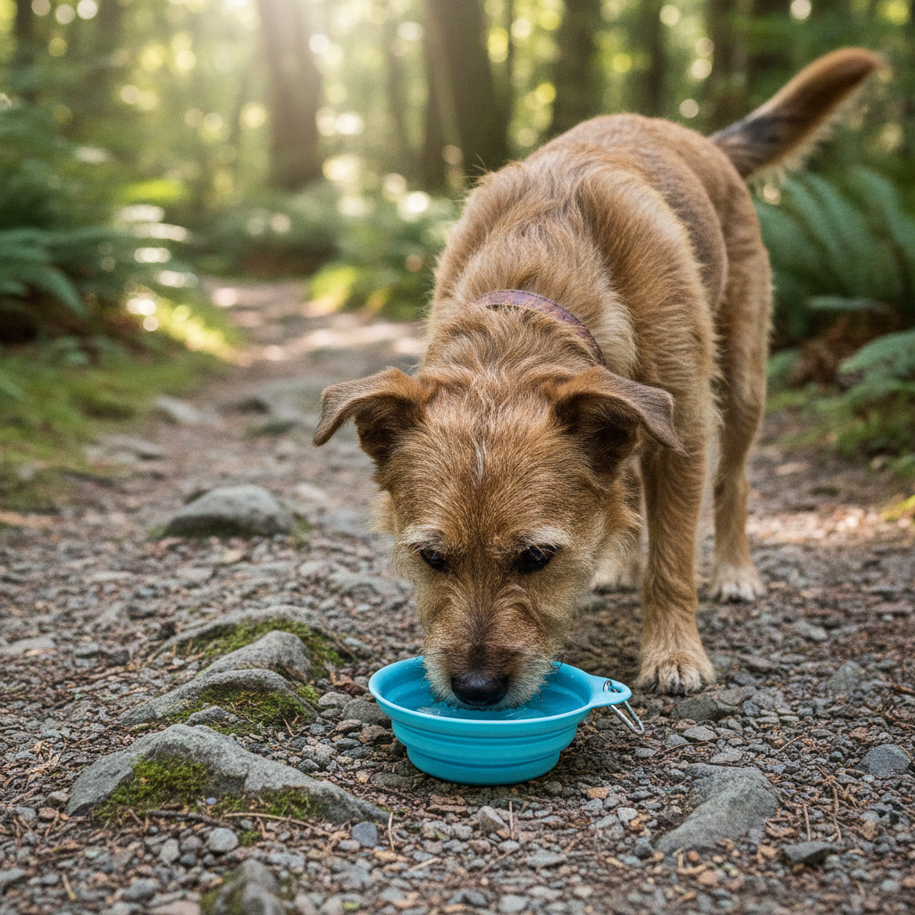 Portable Dog Water Bowl Collapsible 400ml Pet Walking Feeding Dish Clip Carabiner.