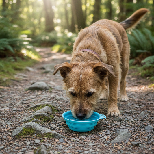 Portable Dog Water Bowl Collapsible 400ml Pet Walking Feeding Dish Clip Carabiner.