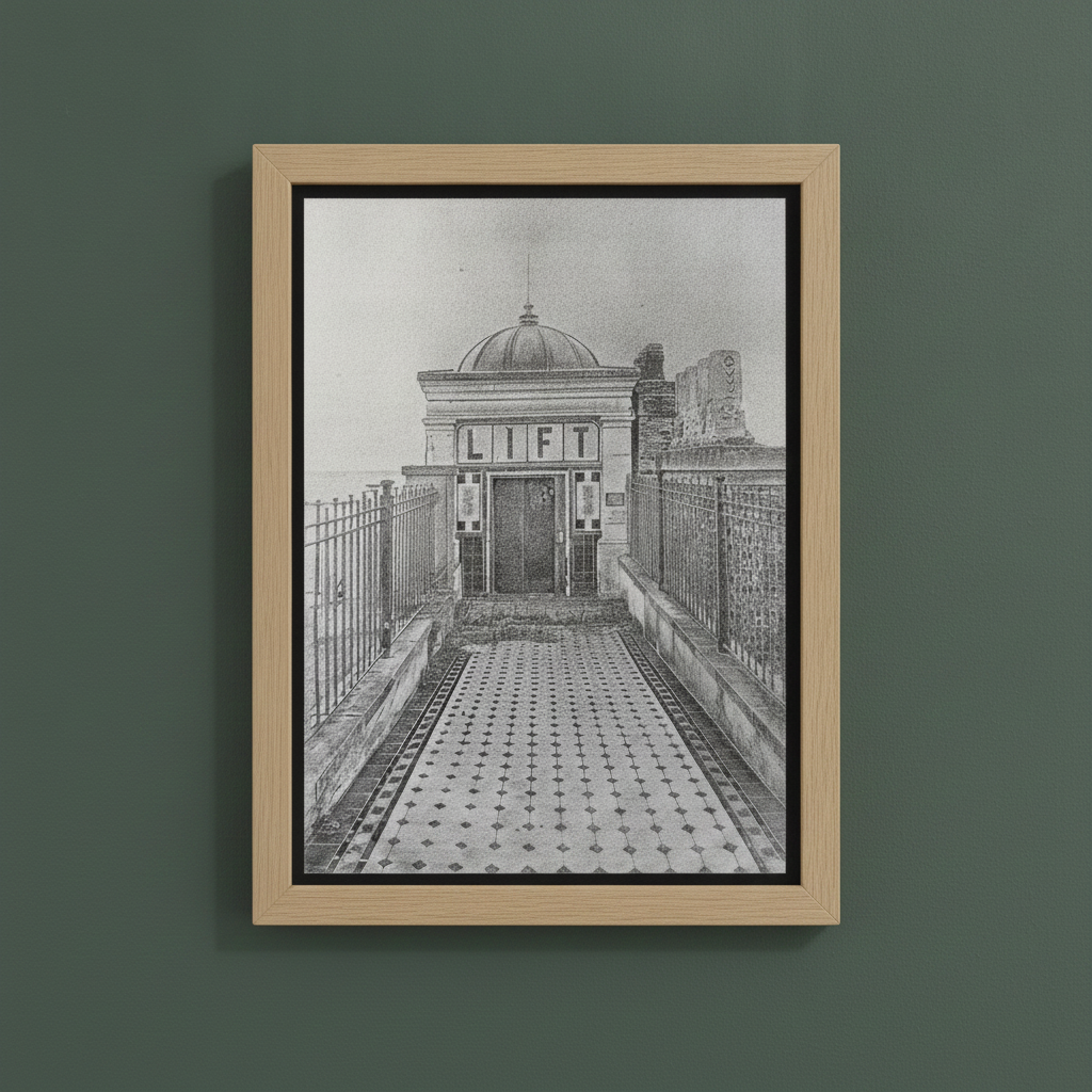 Ramsgate East Cliff Lift Laser Engraved Wood Panel – Historic Thanet Coastal Wall Art by H&B Thanet
