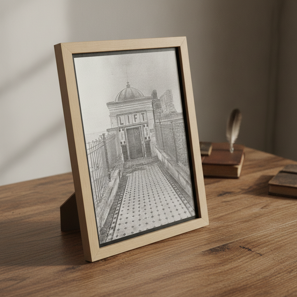 Ramsgate East Cliff Lift Laser Engraved Wood Panel – Historic Thanet Coastal Wall Art by H&B Thanet