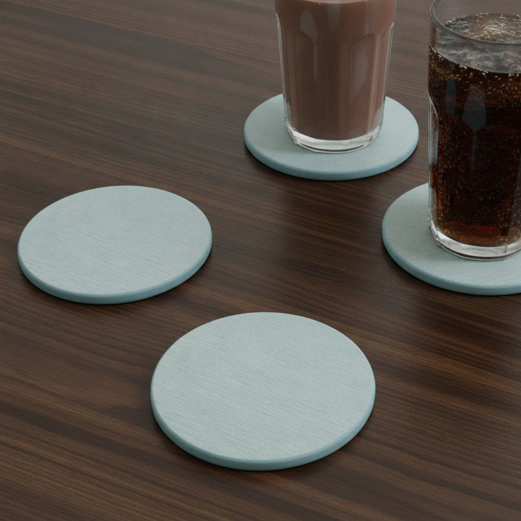 Round, Sea Blue Slate Coaster, 10cm Diameter.