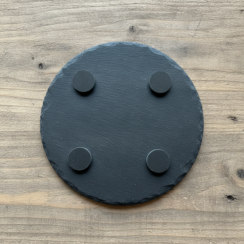 Set Of 6, Dog Themed Coasters Natural Slate, Anti-Skid Feet. 10cm