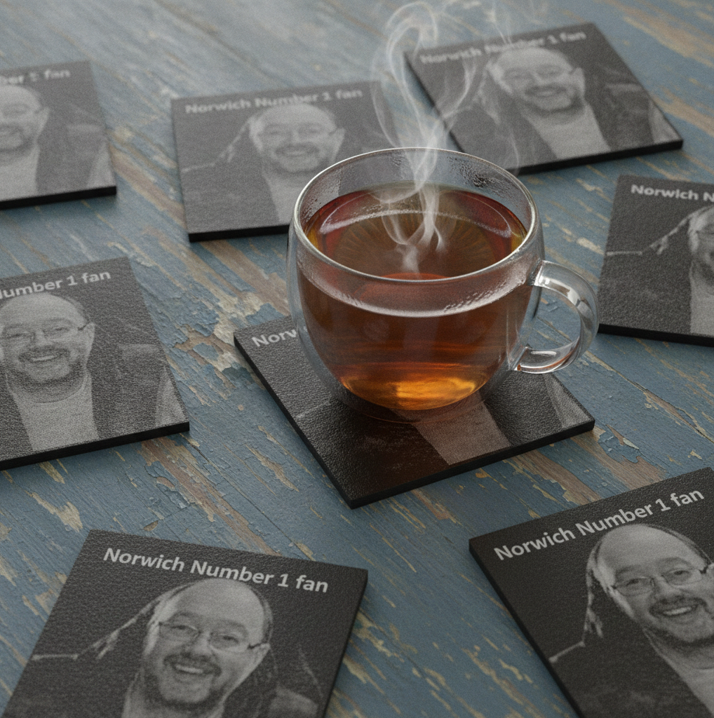 Set of 4- Square, Personalised-Photo on Slate Drink Coasters- 10cm x 10cm, with bumper feet. Any Text and Font.