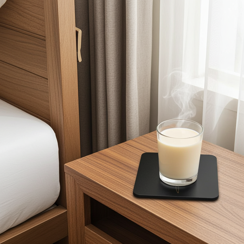 Set of 5 Square Black Flowers Collection, Wood Drink Coasters. Stylish. Bumper Feet. 9.5cm. With Rounded Corners.