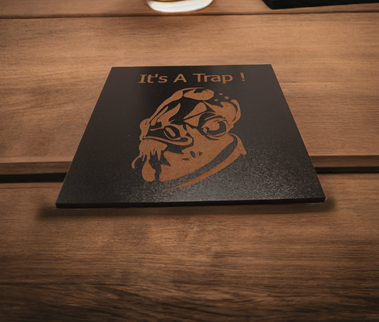Set of 5 Star Wars Characters and Quotes, Wood Drink Coaster with Bumper Feet.