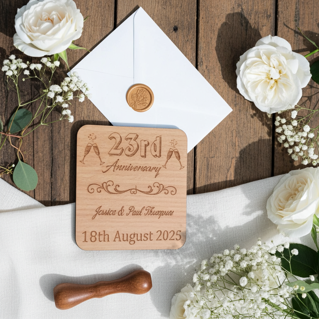 Set of 6 Personalise Your Own Drink Coasters. Anniversary. Steamed Beech Wood. Any Font