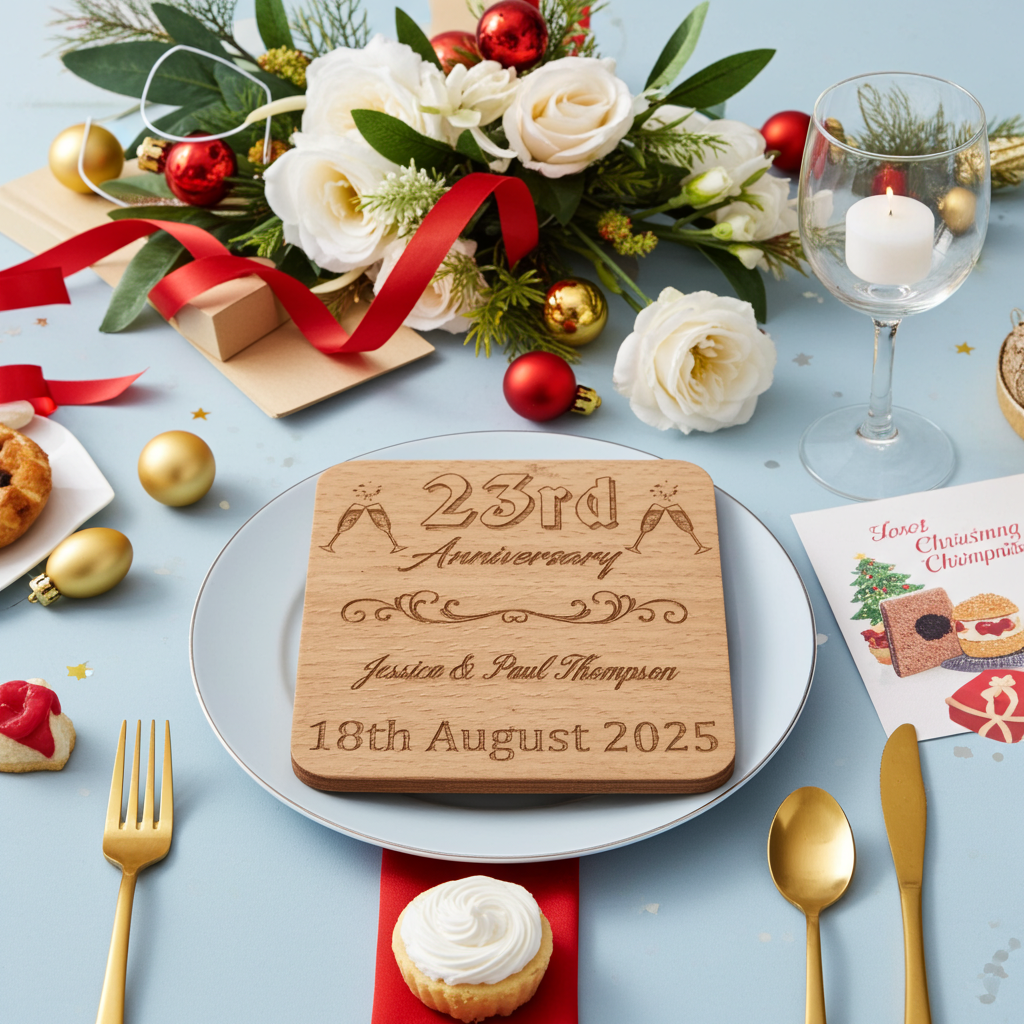 Set of 6 Personalise Your Own Drink Coasters. Anniversary. Steamed Beech Wood. Any Font