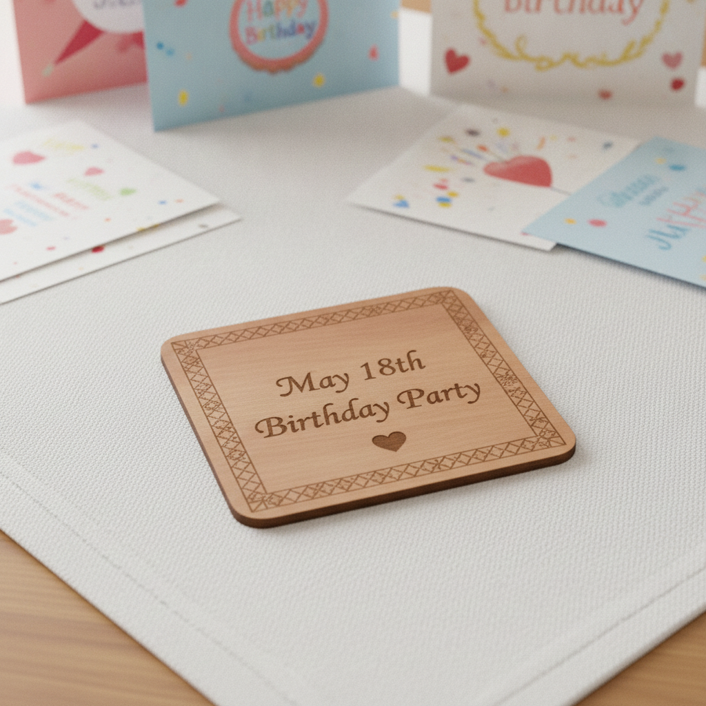 Set of 6 Personalise Your Own Drink Coasters. Steamed Beech Wood. Any Font. With Bumper Feet.