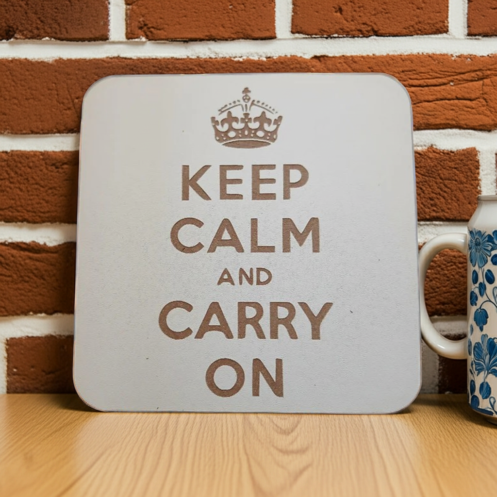 Set of 6 White Wood, Great Britain Theme Collection, Drink Coasters with Bumper Feet. 9.5CM X 9.5CM.