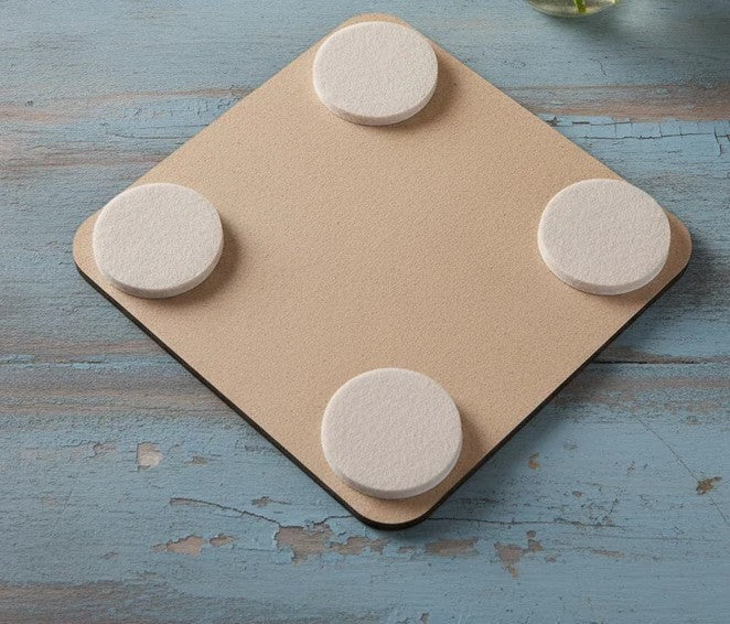 Personalised White Wood Coasters with Bumper Feet (Set of 6)