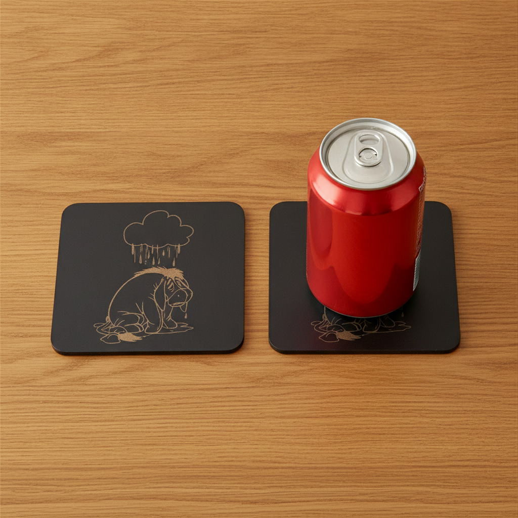 Set of 6 Winnie-the- pooh Wood Drink Coaster Collection. With Bumper Feet. Now with rounded corners.