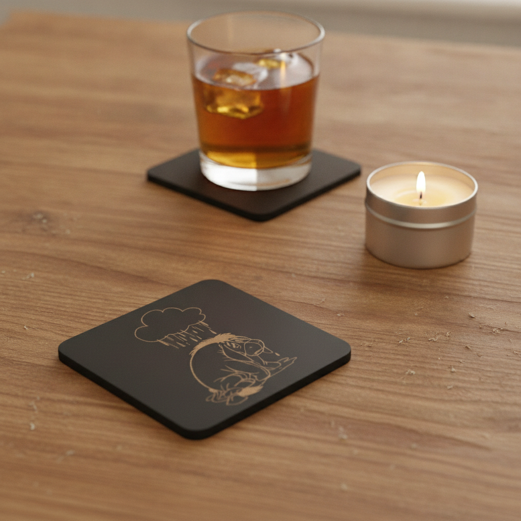 Set of 6 Winnie-the- pooh Wood Drink Coaster Collection. With Bumper Feet. Now with rounded corners.