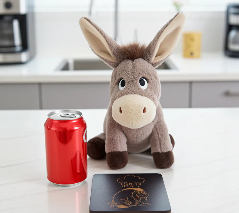 Winnie-The-Pooh Combo,  x6 Black topped wood coasters with bumper feet & 2 Personalised beech bookmarks with tassels.