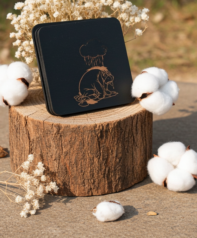 Set of 6 Winnie-the- pooh Wood Drink Coaster Collection. With Bumper Feet. Now with rounded corners.