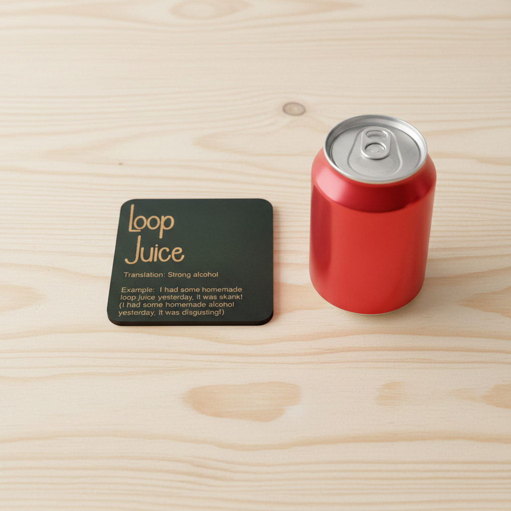 Set of 6, Drink Coasters, County of Kent Unique Meanings and Slang, Black Topped Wood, with bumper feet.