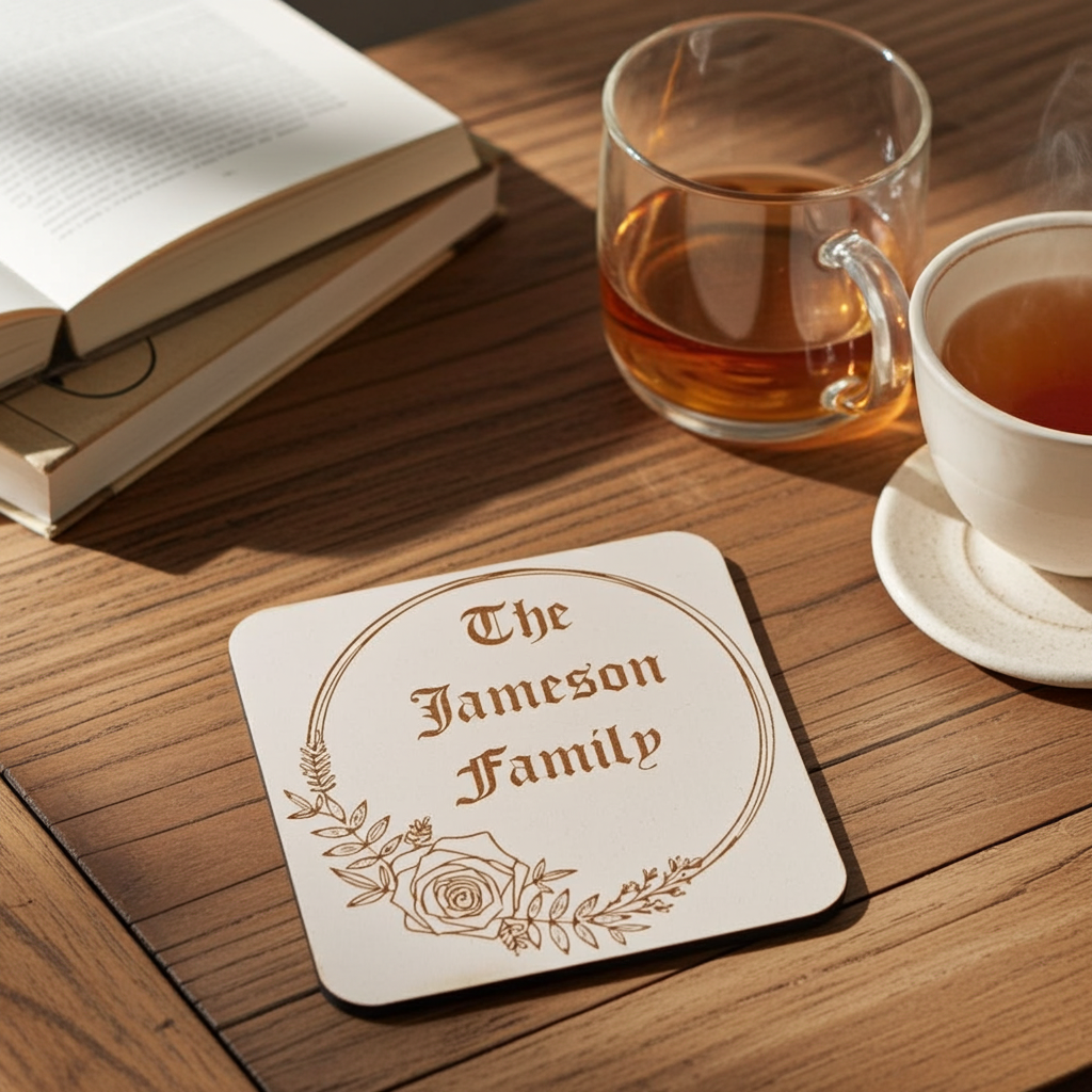 Set of 6, Personalise Your Own Drink Coasters. Great For Parties. Quality Wood. Any Font and Bumper Feet attached.