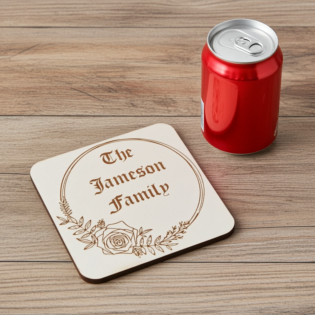 Set of 6, Personalise Your Own Drink Coasters. Great For Parties. Quality Wood. Any Font and Bumper Feet attached.