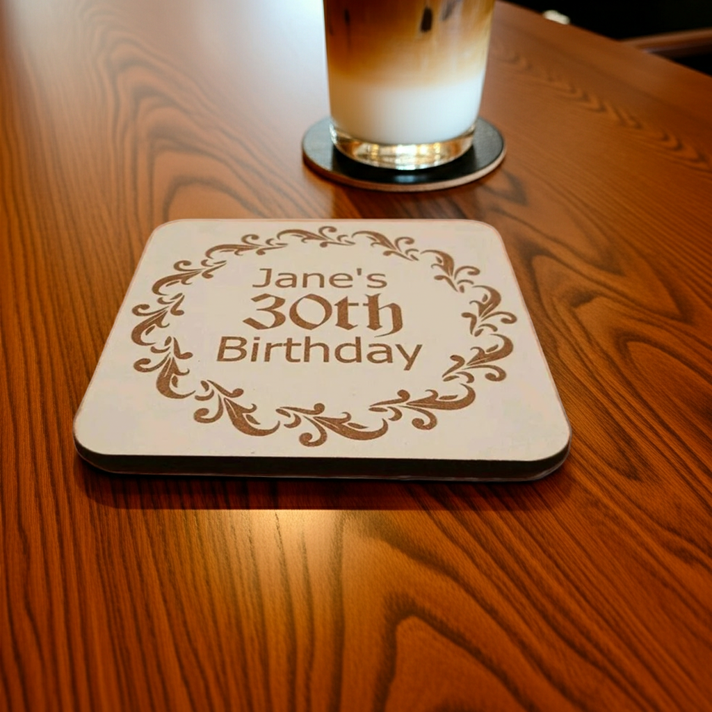 Set of 6, Personalise Your Own Drink Coasters. Great For Parties. Quality Wood. Any font and with bumper feet.