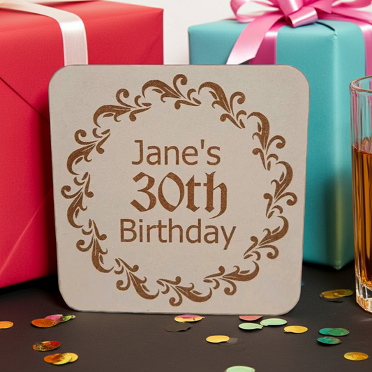 Set of 6, Personalise Your Own Drink Coasters. Great For Parties. Quality Wood. Any font and with bumper feet.