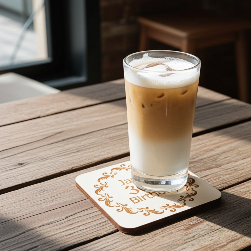 Set of 6, Personalise Your Own Drink Coasters. Great For Parties. Quality Wood. Any font and with bumper feet.