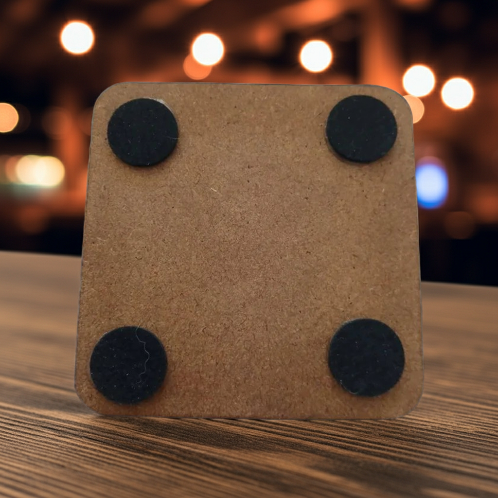 Set of 6, White Drink Coasters, with bumper feet. Winter / Festive Scenes Collection.