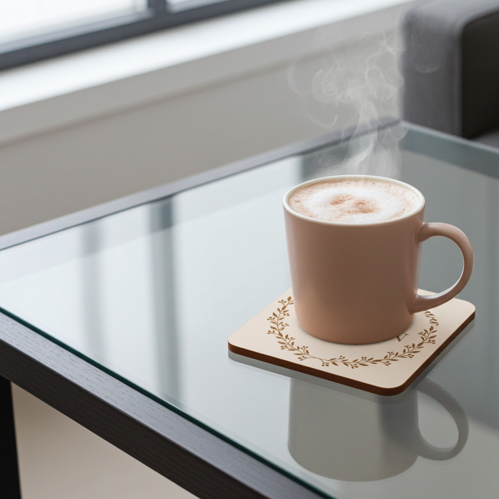 Set of 6, White Topped Wood. Personalise Your Own Drink Coasters. Great For Parties. Quality Wood. Any Font and Bumper Feet Attached.