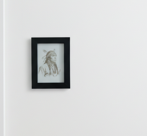 Small Framed Wood Engraving of an American Native. Highly detailed. (8.9cm x 12.7cm)