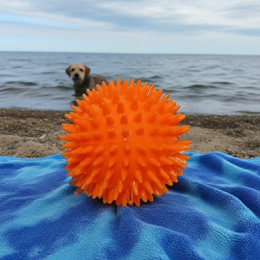 Small to Medium Dog Toy Set- Purple Squeaky Monster and Small Squeaky Orange Ball -6.5cm.