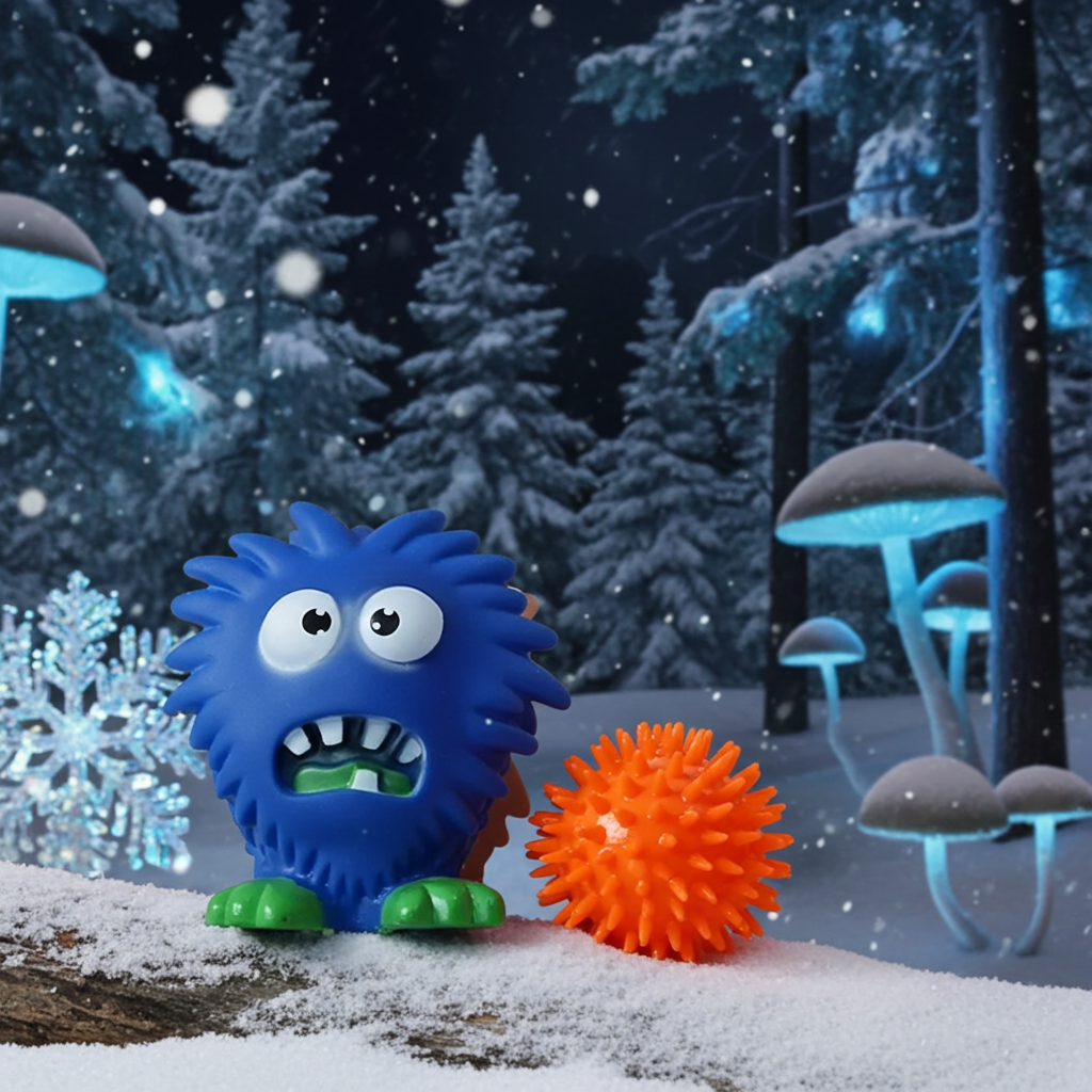 Small to Medium Dog Toy Set- Purple Squeaky Monster and Small Squeaky Orange Ball -6.5cm.