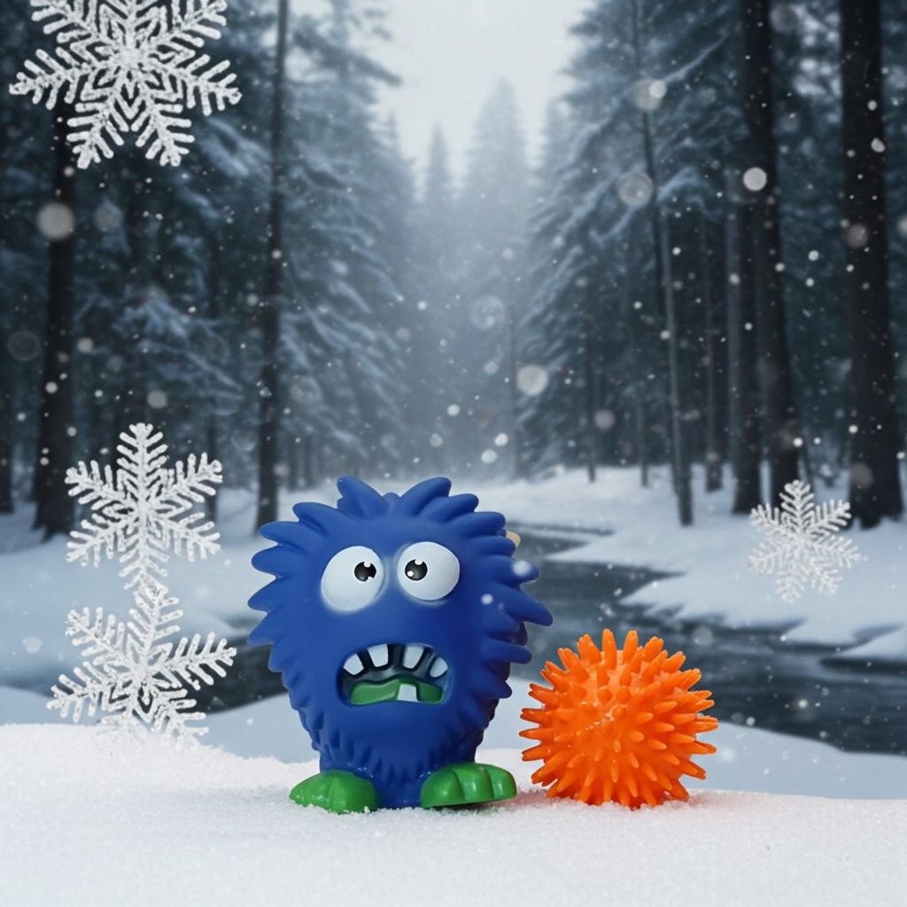 Small to Medium Dog Toy Set- Purple Squeaky Monster and Small Squeaky Orange Ball -6.5cm.