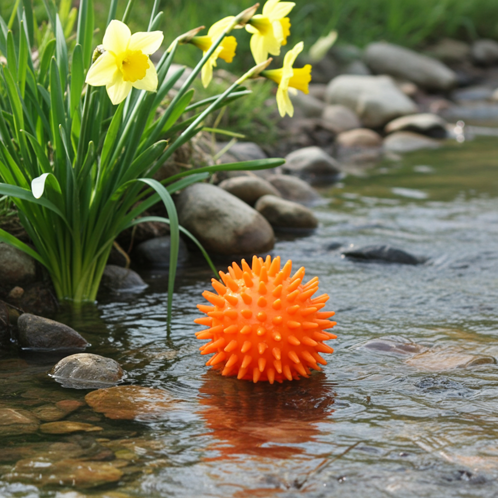 Small to Medium Dog Toy Set- Purple Squeaky Monster and Small Squeaky Orange Ball -6.5cm.