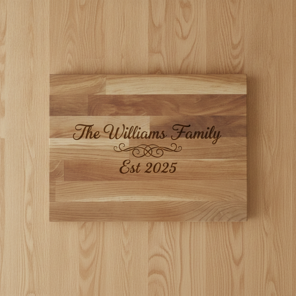 Solid Oak Chopping Board. Personalised or Non-Personalised. 400 mm x 300 mm x 27 mm, with anti-skid rubber feet.