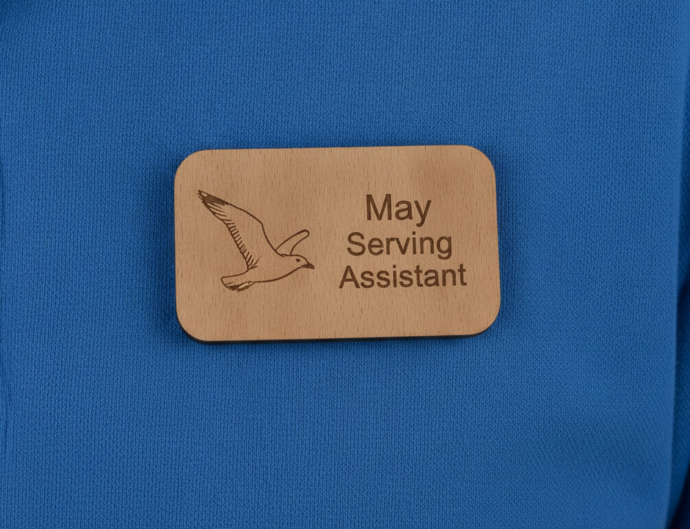 Bulk / Trade Staff ID Badges / Wooden Name Badges.  Credit Card Size +4mm deep. With Pin Fastener. From £1.60 each.